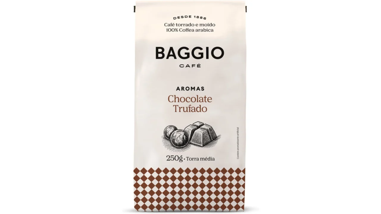 café torrado e moído baggio aroma de chocolate trufado 250g