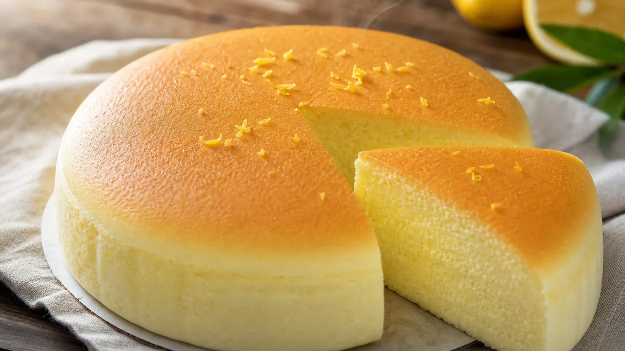 Bolo japonês fofinho com textura tremidinha, toque de limão siciliano e acabamento delicado