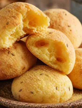 Broa de fubá airosa douradinha, macia por dentro e perfeita para acompanhar café