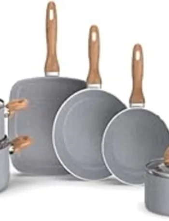 jogo de panelas cinza de 7 peças para cozinha moderna