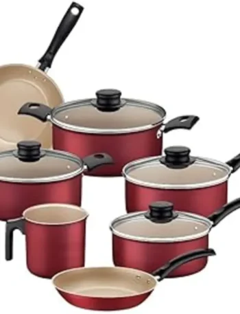 jogo de panelas antiaderente vermelho para cozinha moderna