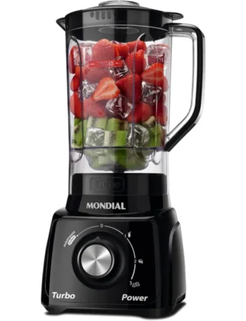 liquidificador Mondial Turbo Power preto 550W para preparar sucos e vitaminas