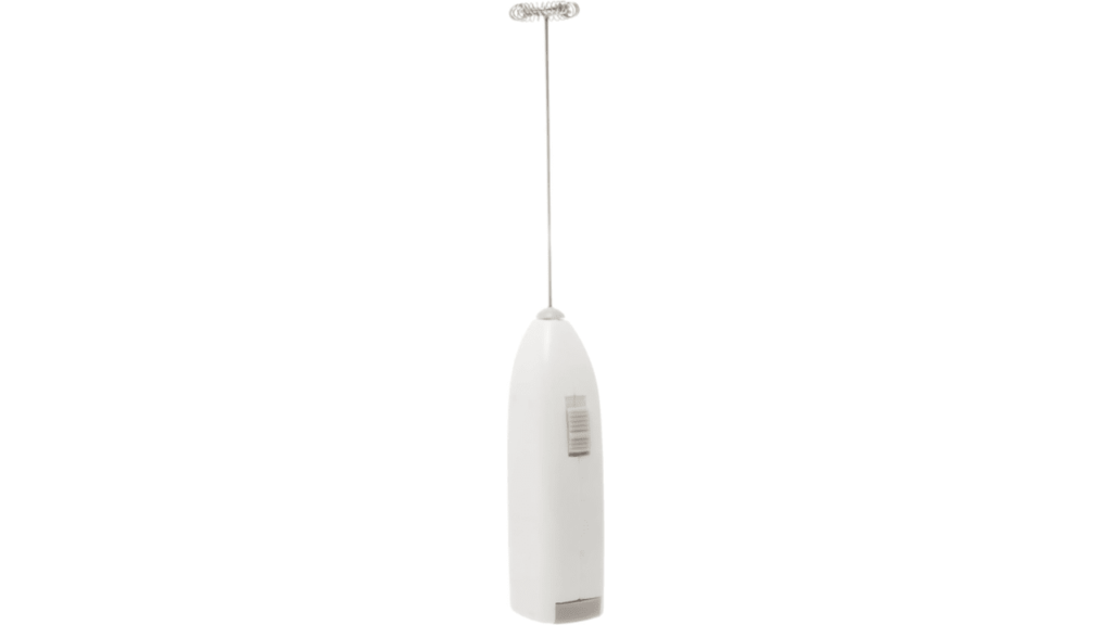 mini mixer elétrico inox e branco para bebidas, batidas e misturas rápidas