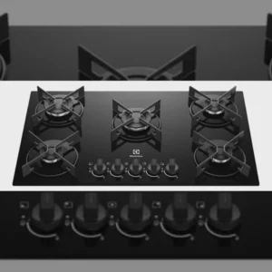 Cooktop 5 Bocas a Gás Electrolux Mesa de Vidro Efficient Grade de Aço Fosco