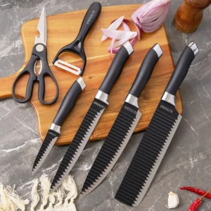 Kit facas de cozinha/churrasco profissional antiaderente 6 peças