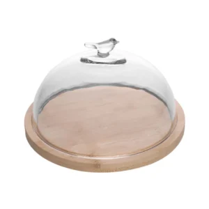 Queijeira com Tampa de Vidro e Base de Bambu Bird 20cm Wolff